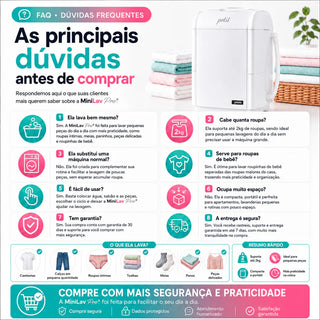 Mini Lavadora Semiautomática Petit MiniLav Pro 6kg — Lava e Centrifuga com 5 Programas