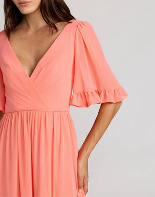 Vestido Longo Chiffon Aurora Coral