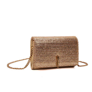 Bolsa Carteira Santa Lolla Dourada Tramada Corrente - Compre 1 Leve 2 (Oferta Especial)